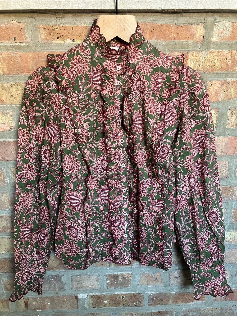 Boden Ruffled Cotton Blouse